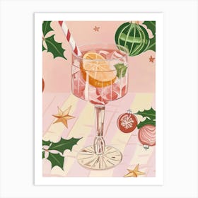 Christmas Pink Cocktail Art Print