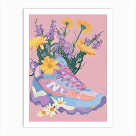 Retro Sneakers With Flowers 90s 1 Art Print