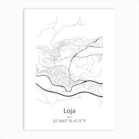 Loja,Spain Minimalist Map Art Print