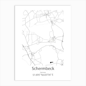 Schermbeck,Germany Minimalist Map Art Print