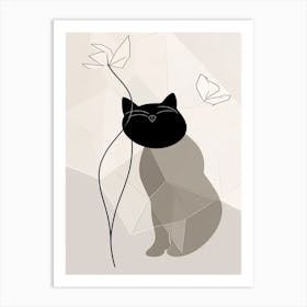 Cat Line Art Abstract 4 Art Print