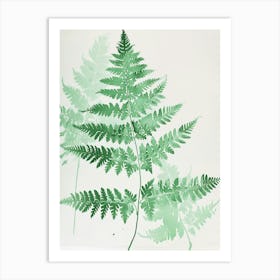 Green Ink Painting Of A Silver Lace Fern 1 Art Print