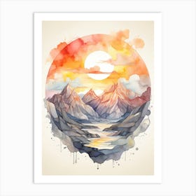 Mountain Sunrise Landscape Art Print