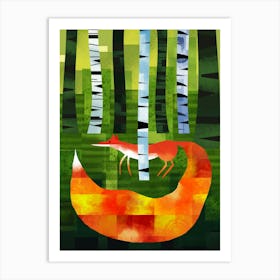 Abstract Fox in Forest Art Print