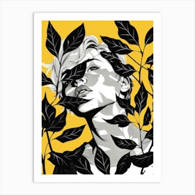 Girl In Leaves Art Print