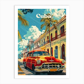 Cuba Vintage Art Illustration Art Print