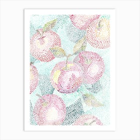 Pointillist Fruits Apples And Leaves Art Print