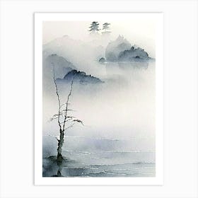 Fog Waterscape Watercolour Ink Garden 1 Art Print