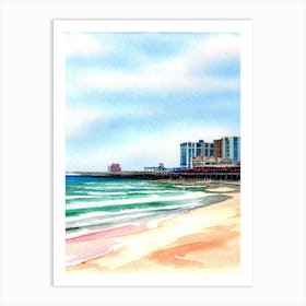 Atlantic City Beach 3, New Jersey Watercolour Art Print