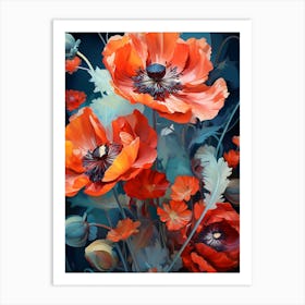 Tangled Poppies Art Print
