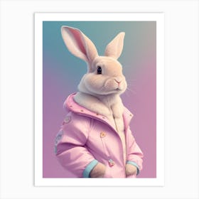 Rabbit Wearing Jacket Art Print