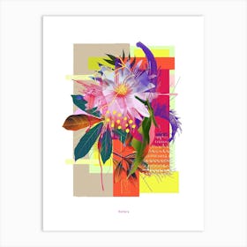 Asters 4 Neon Flower Collage Poster Art Print