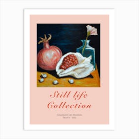 Still Life Collection Pomegranate And Sea Shell Art Print