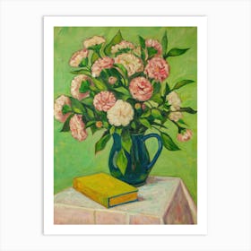 Carnations In A Blue Vase 1 Art Print