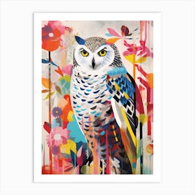 Bird Painting Collage Snowy Owl 2 Art Print