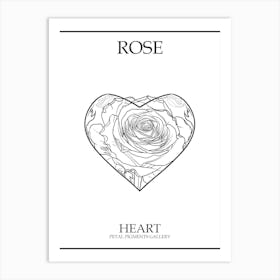Rose Heart Line Drawing 1 Poster Art Print