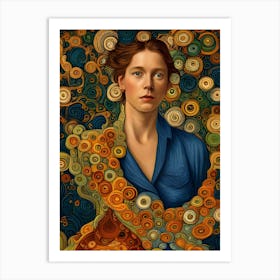 Artistic Symphony Blue Lady Violet By Klimt And Van Gogh Art Print