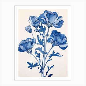 Blue Botanical Freesia 2 Art Print