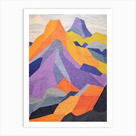 Mount Mansfield 2 Colourful Mountain Illustration Art Print