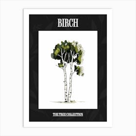 Birch Tree Pixel Illustration 2 Poster Art Print