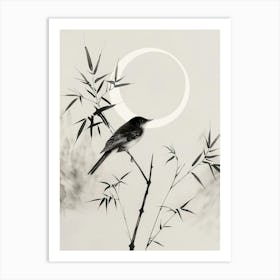 Bird Perched On Bamboo Art Print