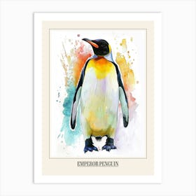 Emperor Penguin Colourful Watercolour 1 Poster Art Print