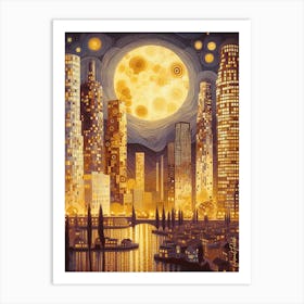 Los Angeles City Inspired By Klimt Art Print