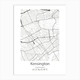 Kensington,United Kingdom Minimalist Map Poster