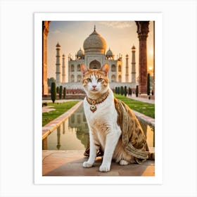 Cattitude Across Continents Taj Mahal Cat Art Print