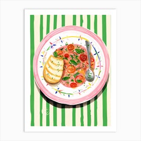 A Plate Of Sardines, Top View Food Illustration 4 Art Print