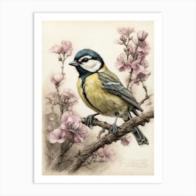 Great Tit On Paulownia Branch Art Print