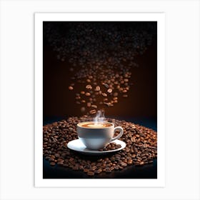 Coffee Cup With Coffee Beans 6 Art Print