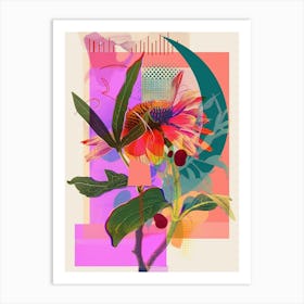 Gaillardia 4 Neon Flower Collage Art Print