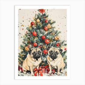 Christmas Pugs 14 Art Print