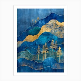 Blue And Gold Mountains 14 Art Print