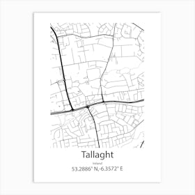 Tallaght,Ireland Minimalist Map Art Print