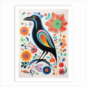 Scandinavian Bird Illustration Raven 3 Art Print