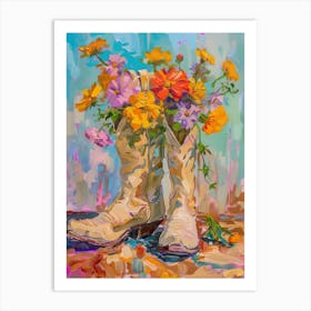 Cowboy Boots And Wildflowers 4 Art Print
