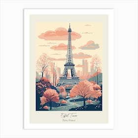 Eiffel Tower   Paris, France   Cute Botanical Illustration Travel 5 Poster Art Print