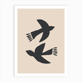 Birds Matisse Black Art Print