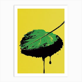 Leaf On A Yellow Background Popart Art Print