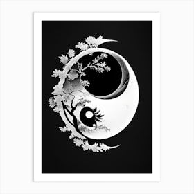 Black And White Yin and Yang 2, Illustration Art Print