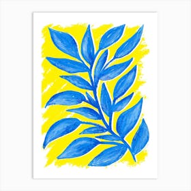 Neon Blue Plant Art Print