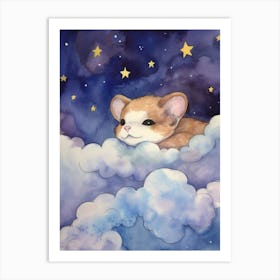 Baby Ferret 2 Sleeping In The Clouds Art Print