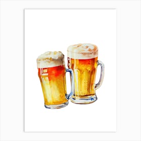 Two Mugs Of Beer. Amsterdam Art Print