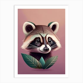 Pink Guadeloupe Raccoon Art Print