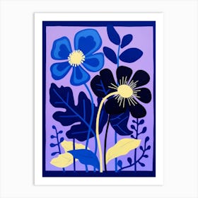 Blue Flower Illustration Buttercup 1 Art Print