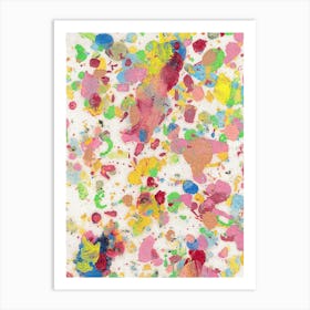 Paint Splatters, Abstract Art Print, Oil Pastel colorful Painting. Art Print