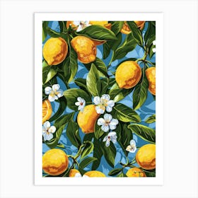 Lemons And Flowers 1 Art Print