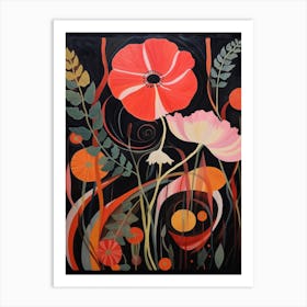 Poppy 3 Hilma Af Klint Inspired Flower Illustration Art Print